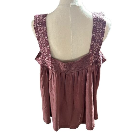 Lucky Brand Embroidered Lace Cotton Blend Tank Square Neck Boho Festival NEW XL - Picture 5 of 8